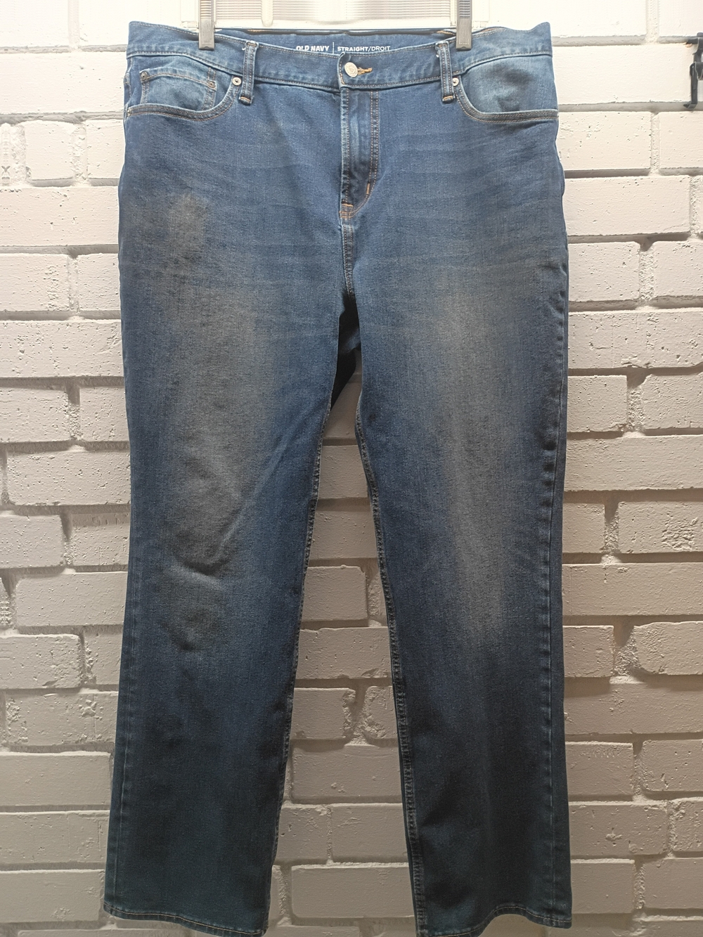 Old Navy Men's Straight Jeans in Medium Blue Wash 38x32 High Stretch Unisex